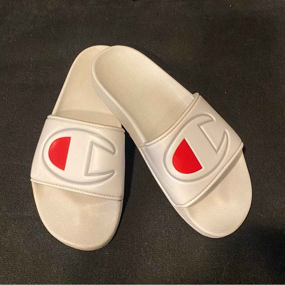 Champion white slip on sandals size 6.5‎